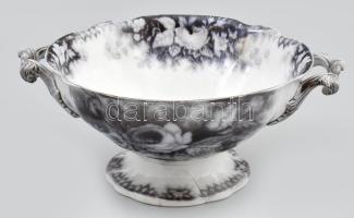 cca 1900 Villeroy & Boch Jardiniere talpas kínáló, jelzéssel, korából adódó sérülésekkel, d: 24,5 cm, m: 12,5 cm