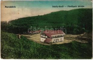 1918 Maroshévíz, Oláhtoplica, Toplita, Toplica; Bánffy fürdő és park. Szabó Fülöp kiadása / spa and park (EK)