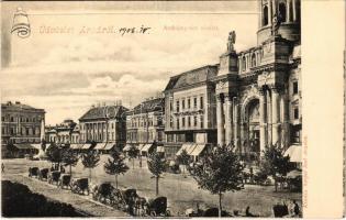 Arad, Andrássy tér, Minorita templom, Múzeum. Kerpel Izsó kiadása / square, church, museum