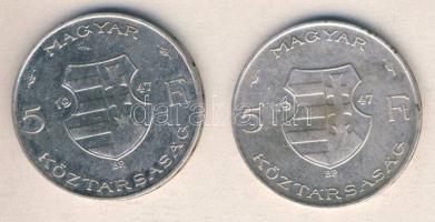 1947. 5Ft Ag "Kossuth" (2x) T:2/3