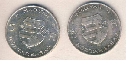 1947. 5Ft Ag "Kossuth" (2x) T:2/3