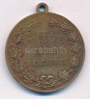 1899. "Petőfi - Bem / Emlék Érem 1899. március 15." bronz emlékmedál füllel, mellszalag né...