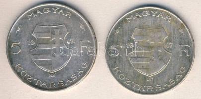 1947. 5Ft Ag "Kossuth" (2x) T:2/3
