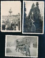 1930-1934 Az esztergomi m. kir. "Vak Bottyán" honvéd kerékpáros zászlóalj tagjairól készített 3 db fotó, hátoldalon feliratozva, 8×5,5 cm