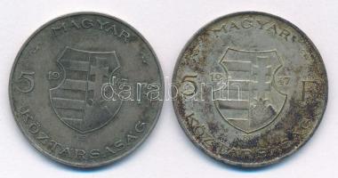 1947. 5Ft Ag "Kossuth" (2x) T:VF,F patina Adamo F8.1
