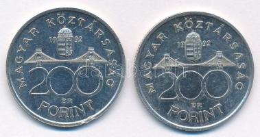 1992. 200Ft Ag "MNB" (2x) T:AU,XF patina, egyiken ph Adamo F13