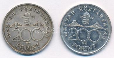 1992. 200Ft Ag "MNB" (2x) T:AU,XF patina, egyiken ph Adamo F13