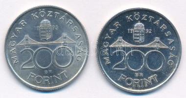 1992-1993. 200Ft Ag "MNB" (2xklf) T:AU patina Adamo F13