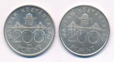 1993. 200Ft Ag "MNB" (2x) T:AU,XF patina, egyiken karc Adamo F13