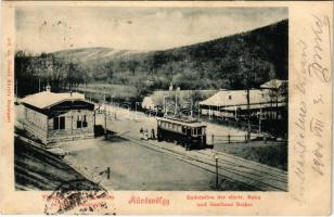 1900 Budapest II. Hűvösvölgy, villamos vasút végállomása és Balázs vendéglője. Divald Károly 307. sz. (fl)
