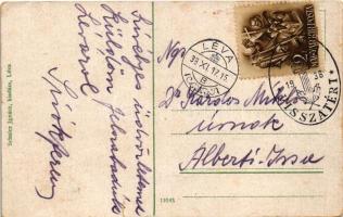 1938 Léva, Levice; látkép. Schulcz Ignác kiadása / general view + "1938 Léva visszatért" S...