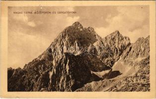 Tátra, Magas-Tátra, Vysoké Tatry; Középorom és Sárgatorony. Turistaság és Alpinizmus kiadása. Maurer Endre felvétele / mountains (kis szakadás / small tear)