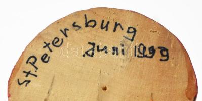 1999, Szentpétervár, kézzel festett orosz király és királynő figura, fa, jelzéssel, m: 14-14,5 cm