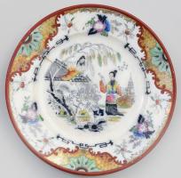 cca 1890 Villeroy & Boch antik japán mintás tál, jelzéssel, hajszálrepedéssel, d: 17,5 cm