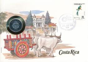 Costa Rica 1983. 5C acél felbélyegzett borítékban, bélyegzéssel, német nyelvű tájékoztatóval T:AU Costa Rica 1983. 5 Colones steel in envelope with stamp, cancellation and a prospectus in german C:AU