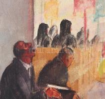 Gáborjáni Szabó Kálmán (1897-1955): Templomban. Olaj, vászon, jelzés nélkül. Dekoratív, kissé sérült...