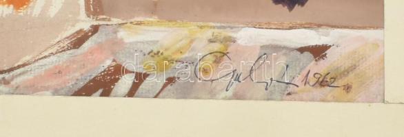 Gulyás Dénes (1927-2003): Csendélet, 1962. Akvarell, papír, jelzett, hátoldalán Gulyás Dénes autográ...