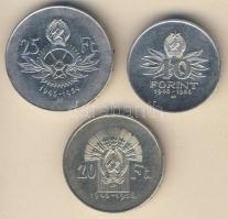 1956. 10Ft + 20Ft + 25Ft Ag "10 éves a Forint" sor T:2/2- ph