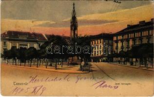 1905 Temesvár, Timisoara; Jenő herceg tér, Rukavina emlékmű / square, monument (fl)