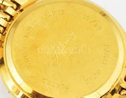 Tiffany svájci quartz karóra, fém szíjjal, 18/23K aranyozott, hátlapján 01618 sorozatszámmal, működi...