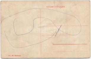 Ada Kaleh, törökök csoportképe török zászlókkal. Leporellolap belül bazárral és Bego Mustafaval; Ali...
