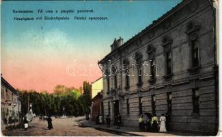 1915 Karánsebes, Caransebes; Fő utca, püspöki palota / main street, bishop's palace (EK)