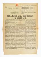 1934 &quot;Hé!... Osztrák sógor, német bajtárs!! az Istenért...!!!&quot; Ráttkay-R[adich] Kálmán írása, különlenyomat a Magyar Dolgozó 1934. augusztusi számából. Kis lapszéli sérüléssel, levélként feladva, 42x29 cm