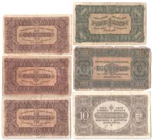 11db-os gyenge tartású Korona bankjegy tétel, közte 1923. 500K nyomdahely-megjelölés nélkül + 1000K ...