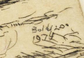 Boldizsár István (1897-1984): Tanya. Rézkarc, papír, jelzett a karcon, 14,5x21,5 cm