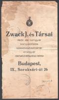 1931 Zwack J. és Társai fuvarlevél, megviselt állapotban