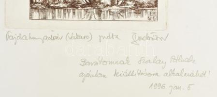 Budai Tibor (1946-): Vajdhunyadvár, 1995. Rézkarc, papír, jelzett, próbanyomat, lap alján Budai Tibo...