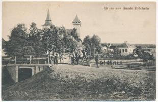 Százhalom, Szászhalom, Hundertbücheln, Hondrubechi, Movile; Szász evangélikus erődtemplom, híd / Lutheran fortified church, bridge (fl)