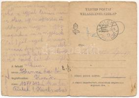 1944 Schwarcz László zsidó KMSZ (közérdekű munkaszolgálatos) tábori posta a 107/303. munkásszázad füleki munkatáborba. Judaika / WWII Letter from a Jewish labor serviceman from the labor camp of Filakovo. Judaica (fa)