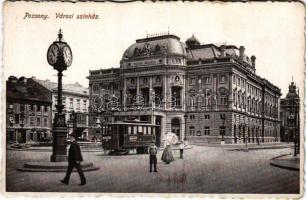 Pozsony, Pressburg, Bratislava; Városi színház, villamos / theatre, tram (EK)