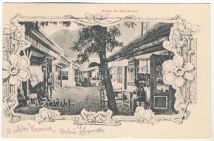 Ada Kaleh, Török bazár üzletek / Turkish Bazaar shops. Art Nouveau, floral (non PC) (ázott sarok / wet corner)