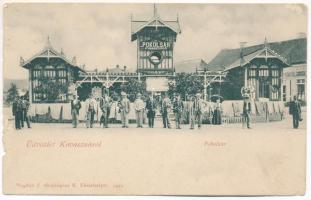 Kovászna, Covasna; Pokolsár gyógyfürdő, Dávid Anna üzlete. Bogdán F. fényképész 7432. / spa, shops (szakadások / tears)