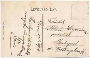 1916 Déva, Piac tér, árusok, Lobstein Vilmos és Komáromy Kálmán üzlete. Hirsch Adolf kiadása / marke...