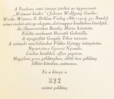 Vegyes könyvtétel a Magyar Helikon kisméretű könyveiből, 6 kötet: 

Johann Wolfgang Goethe: Pandor...