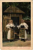 Krassó-Szörény megye, Comitatul Caras-Severinului; román népviselet. Nemes Kálmán kiadása / Port romanesc / Romanian folklore (fa)