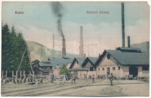 1912 Kudzsir, Kudsir, Cugir; Acélöntő műtelep, iparvasút. Gyöngyösy Gyula kiadása / steel foundry, industrial railway (EM)