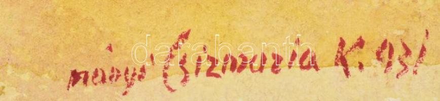 mányi Csizmazia K. jelzéssel: Színes táj. Akvarell, papír, 24×33,5 cm