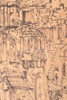 Vöröss Tibor (1911-1999): Városrészlet. Filctoll, papír, 43×30 cm