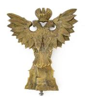 Habsburg kétfejű sas bronz bútordísz / óradísz?, kopással, 16x13 cm