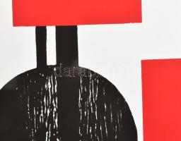 Kassák Lajos (1887-1967) Konstruktivista kompozíció. Szitanyomat, papír. Jelzés nélkül. Lapméret: 35...