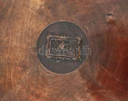 Antik japán madármintás bronz falitál, klasszikus japán domború madárábrázolással ékesített nagy mér...