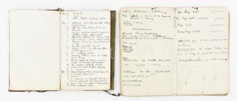 I. világháborús katona jegyzetei a frontról, 2 db kézzel írt füzet, főként német nyelvű bejegyzésekk...