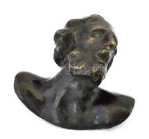 Férfi büszt, bronz jelzés nélkül, szép állapotban, m: 8,5 cm