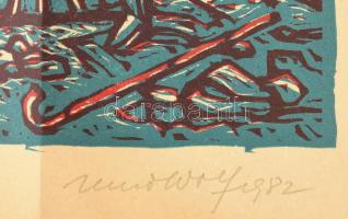 Remo Wolf (1912-2009): Famiglia de Filippis. Linómetszet, papír, jelzett, számozott (LI/C), alján ki...