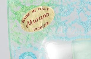 Murano Venezia többszínű díszítésű üvegtálka, anyagában színezett, jelzés nélkül, hibátlan, 11,5x8,5...
