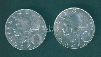 Ausztria 1957. 10Sch Ag + 1972. 10Sch Ag T:2